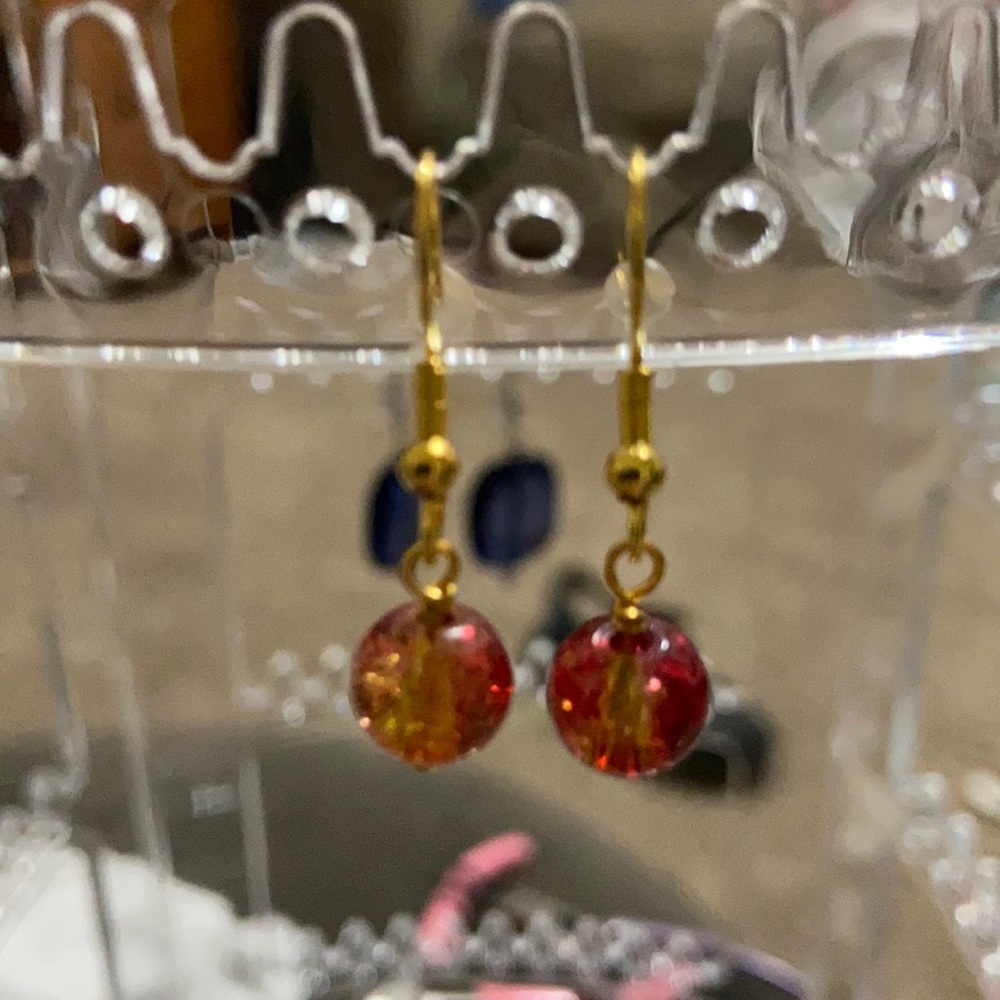 Red and gold earrings